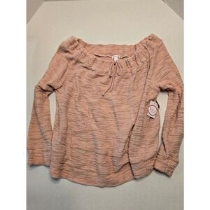 NWT Flirtitude Active XXL Top Long Sleeve Pink Drawstring Neck Pullover 2X